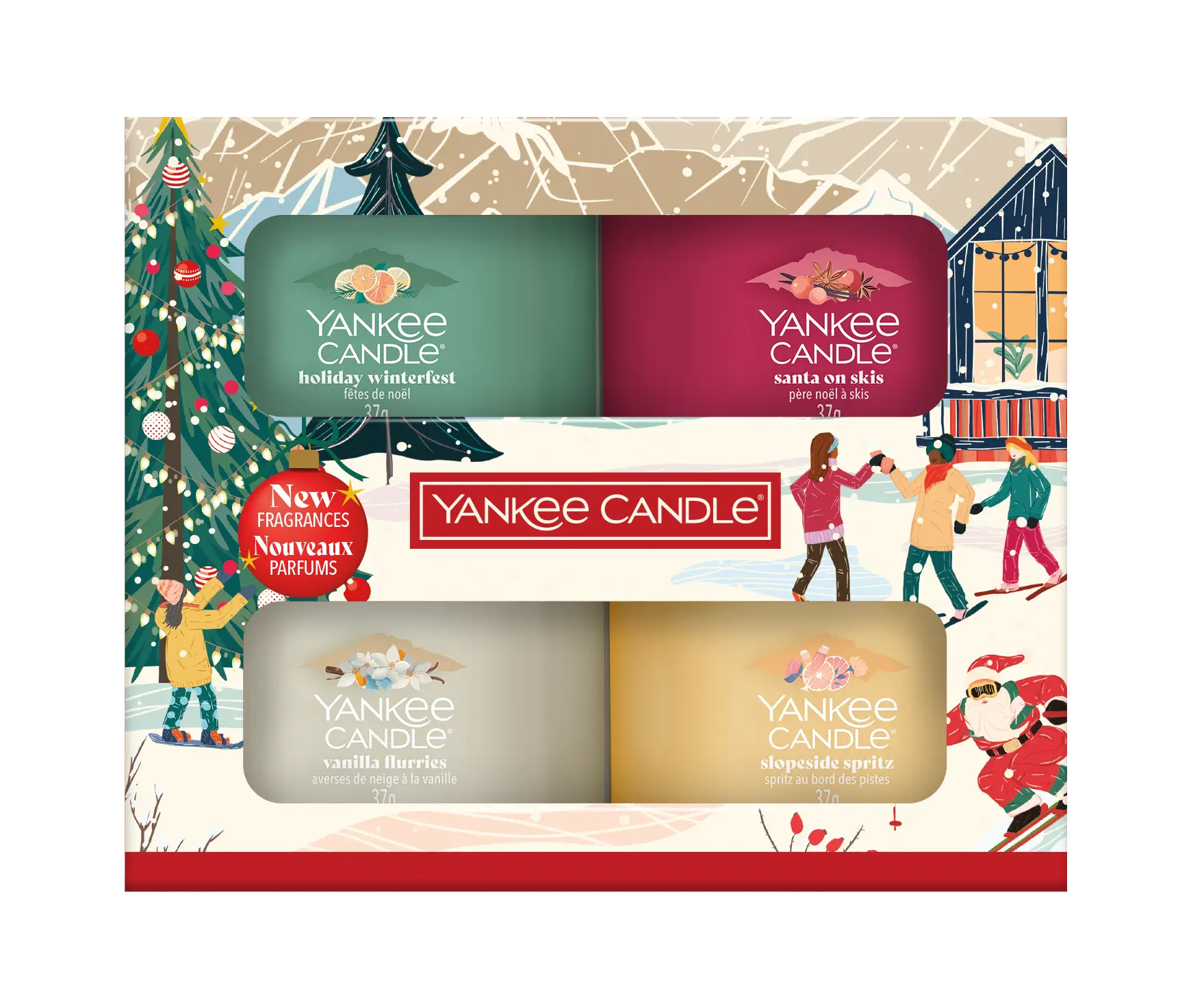 4 Glasvotivkerzen à 37g Geschenkset Aprés Ski