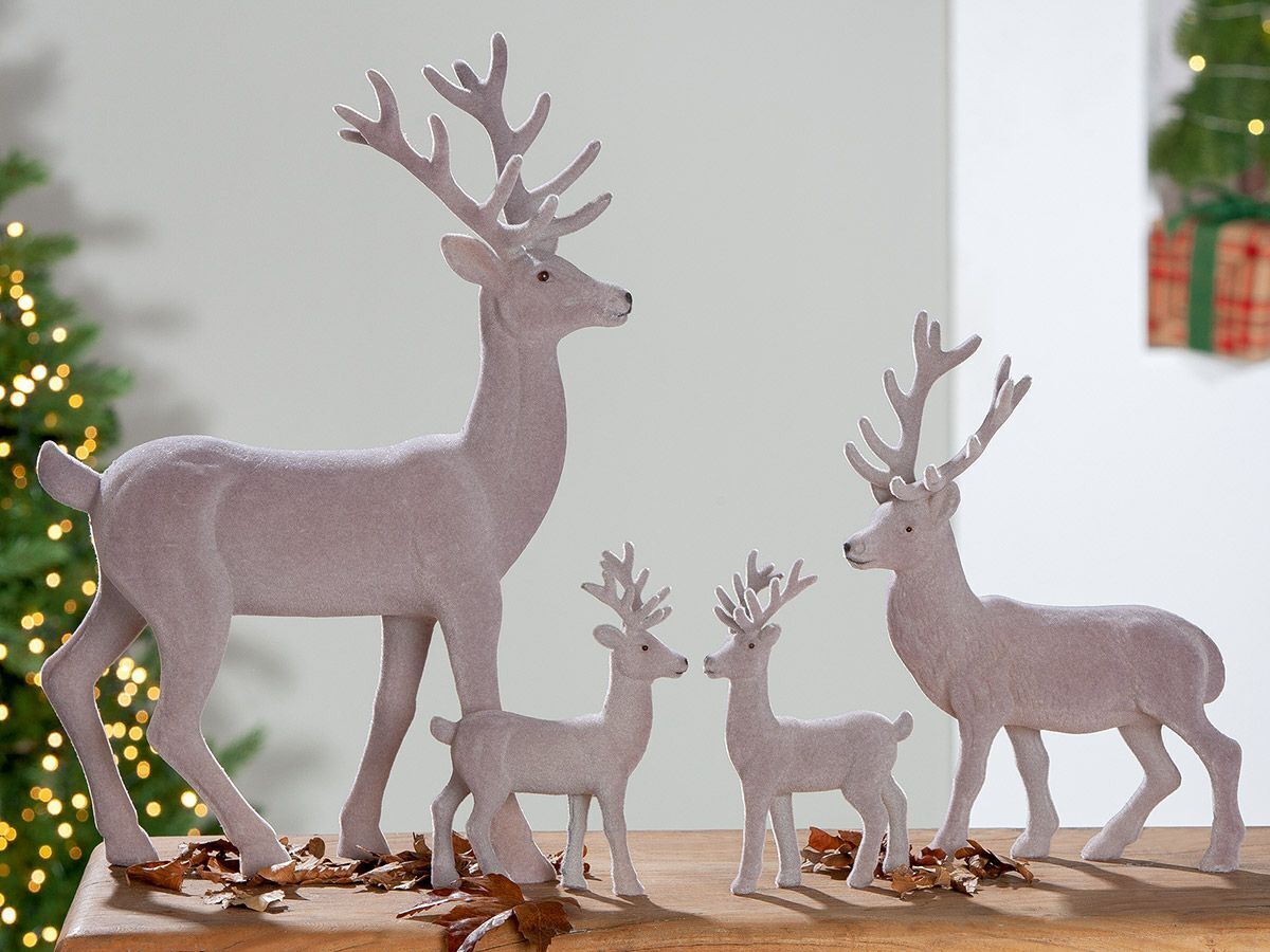 21647_3_9 Hirsch Edgar Samt 2 Stück grau 45,5cm