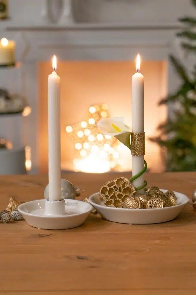 Evita-Schale-2-Groesse Kerzenhalter Evina 13cm cremeweiß