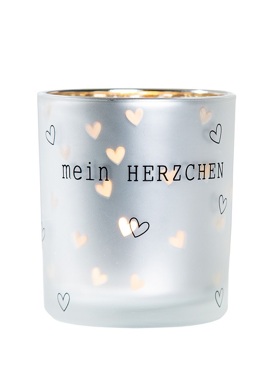 Windlicht Mein Herzchen 8cm silber
