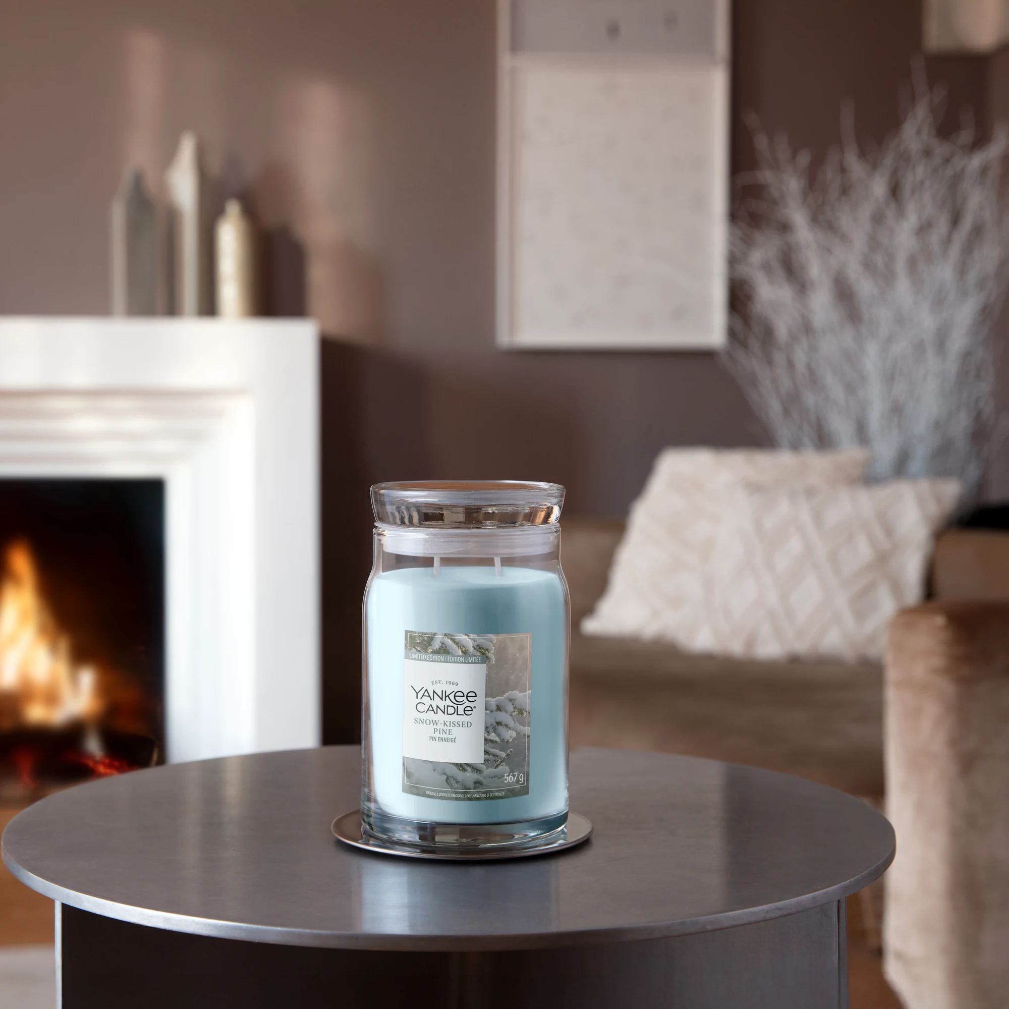Kerze, blaue Kerze, Yankee Candle, Glasbehälter, Duftkerze