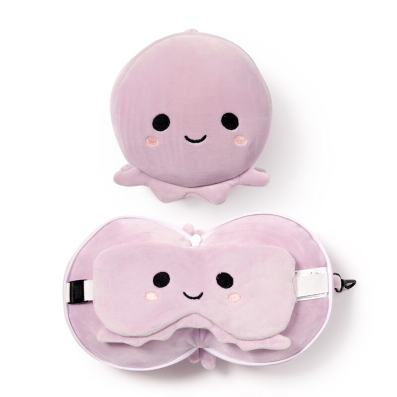 Relaxeazzz Adoramals Oktopus Plüsch Reisekissen & Schlafmaske