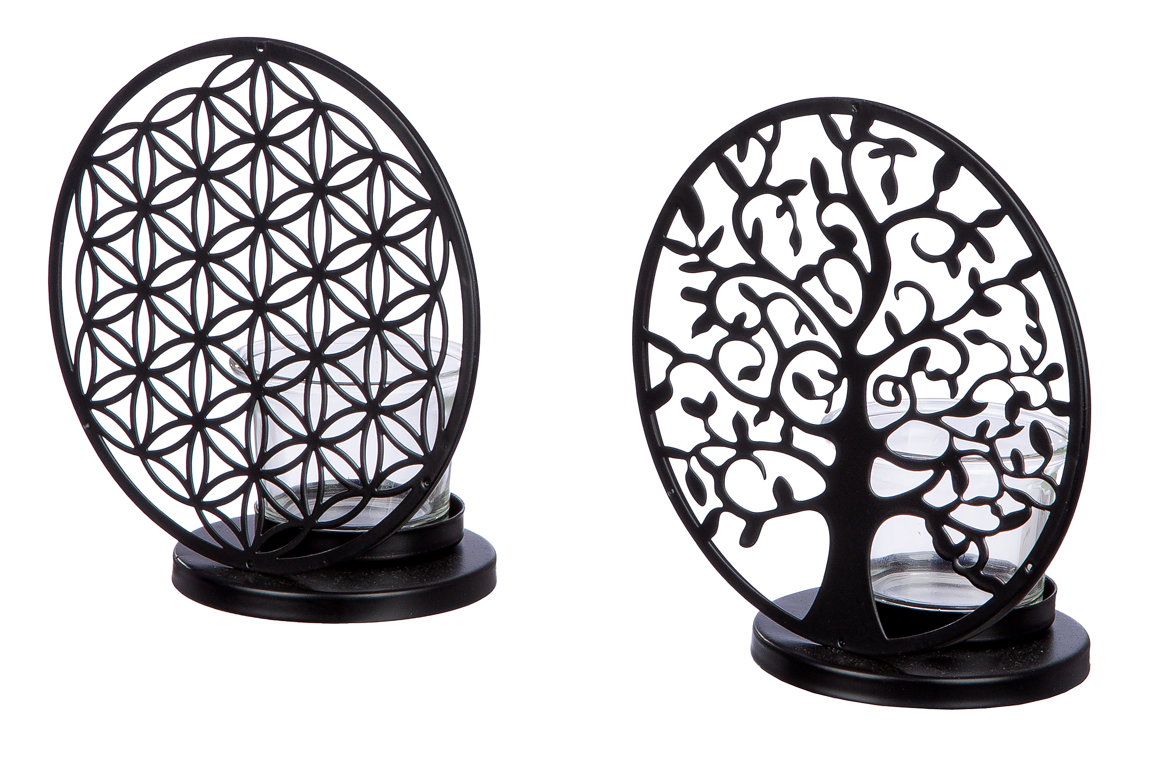 Teelichthalter Set Lebensbaum & Blume Teelichthalter Set Lebensbaum & Blume