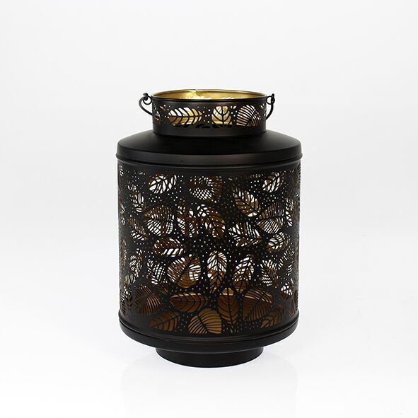 744228affdae Laterne mit Blätterdesign schwarz 30cm