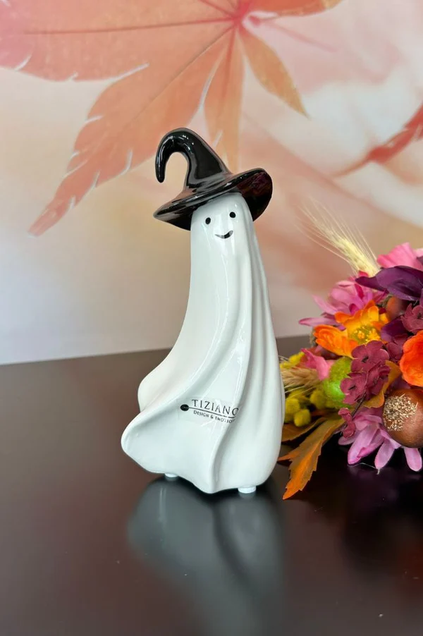 Gespenst Freddi mit Hut geschwungen 16cm cremeweiß Gespenst Freddi mit Hut geschwungen 16cm cremeweiß