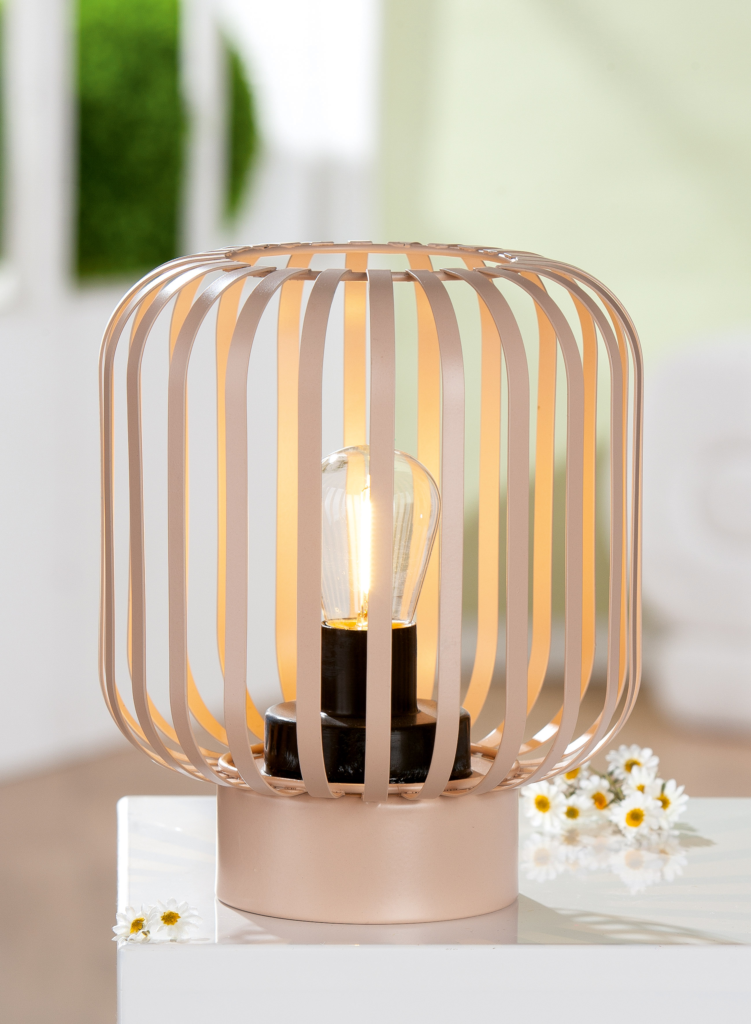 LED Windlicht Pavone beige