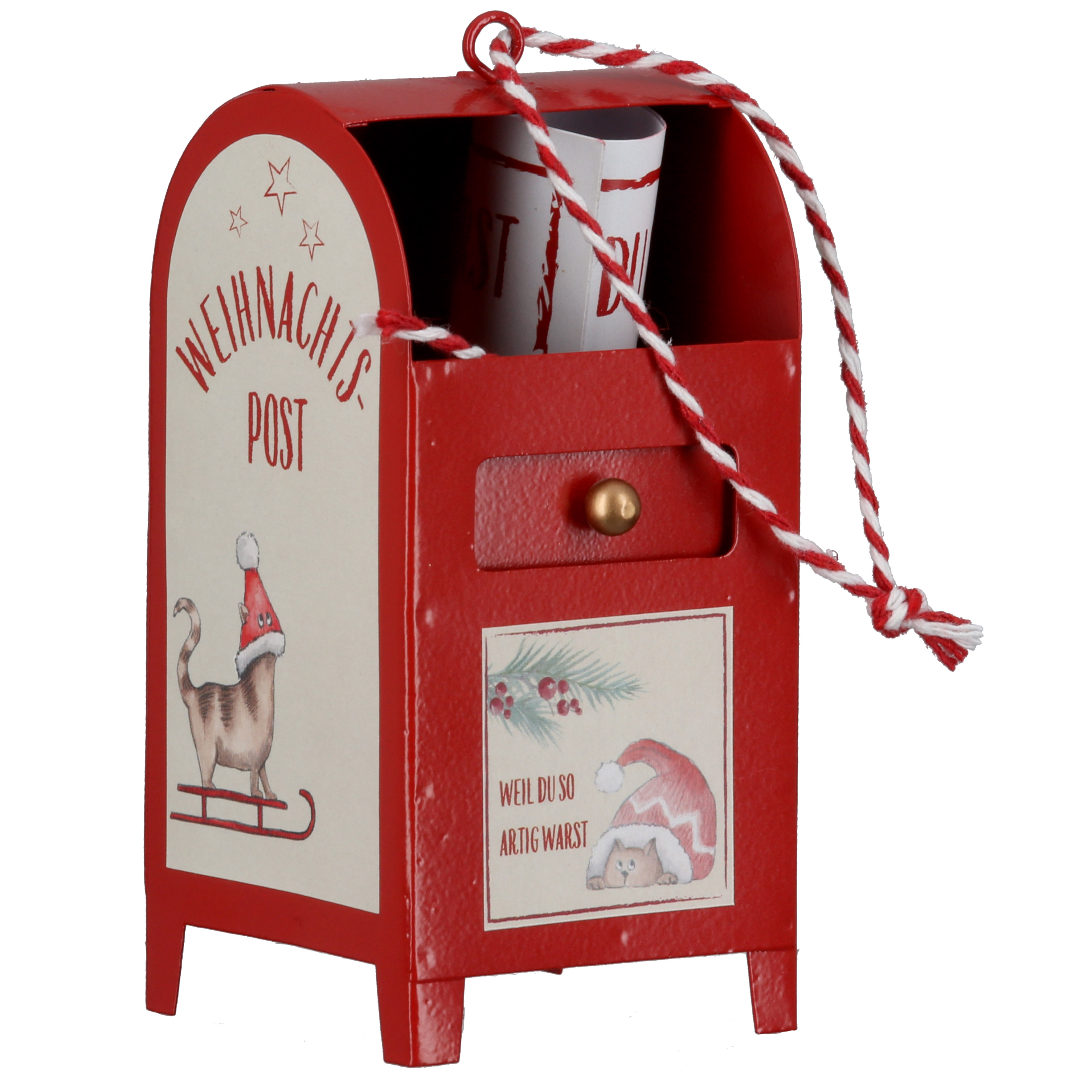 Weihnachtsbrief, Post, Schlittenpost, kleiner Briefkasten, Weihnachtsdekoration