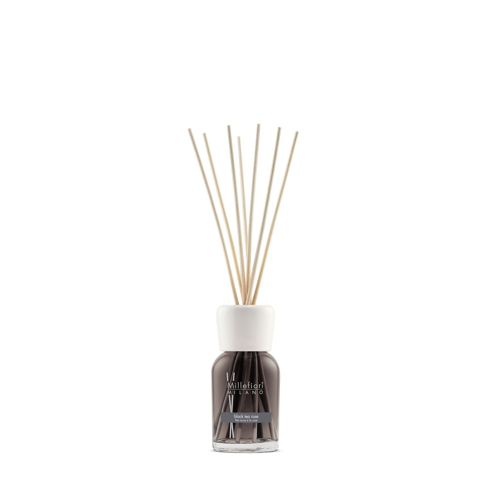 7MDBT_Millefiori-Milano_Reed-Diffuser-100ml_Product-and-Pack_Black-Tea-Rose-Out-of-pack Black Tea Rose - Milano Reed Diffuser 100ml