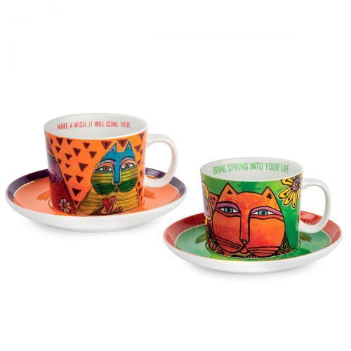 Cappuccinotassen Set Fantastic Felines - Spring/Wish Untertasse, Tasse