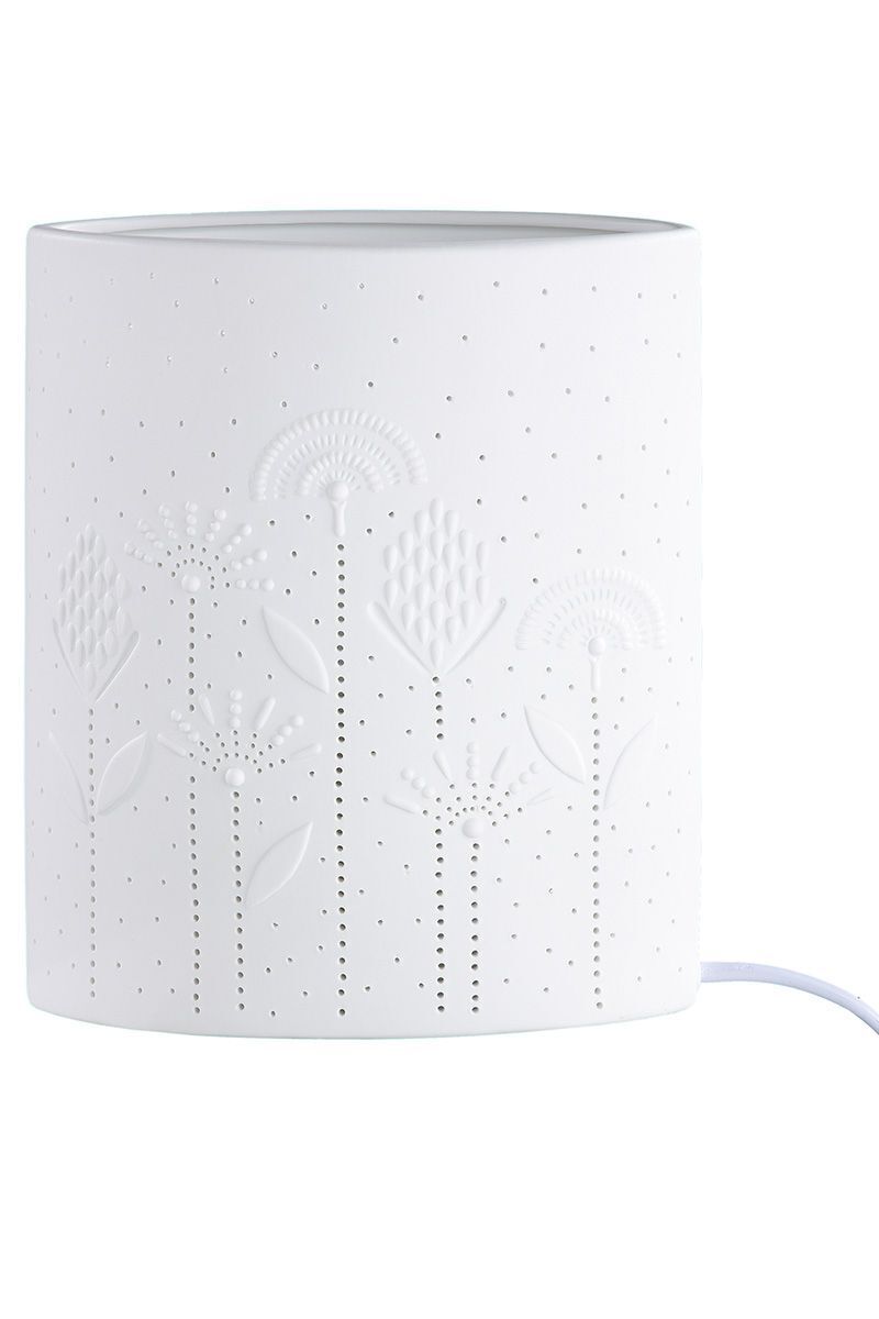 Porzellanlampe Flowers weiß 28,5cm