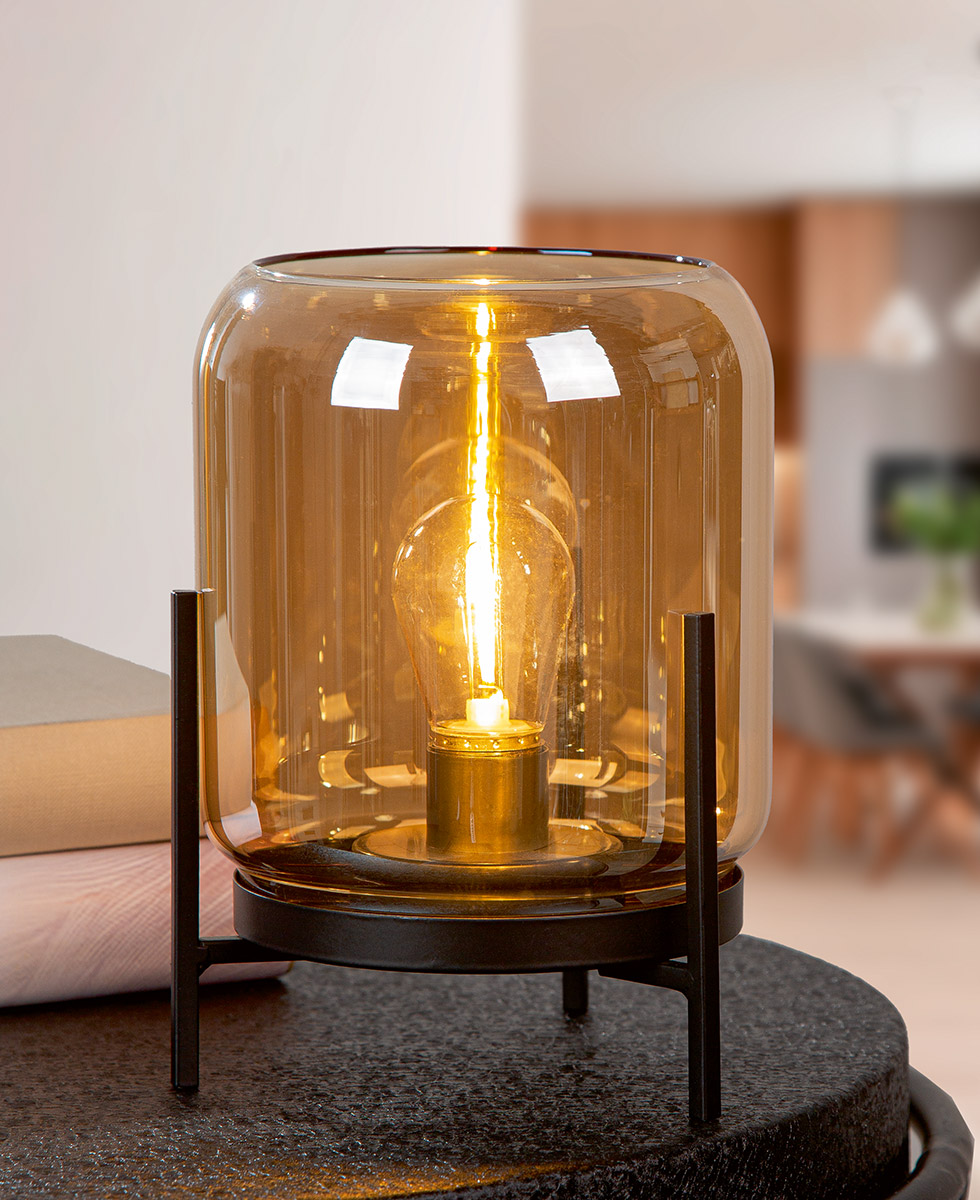 Lampe, Glühbirne, Vitrinen-Lampe, Glasschirm, Industrie-Design