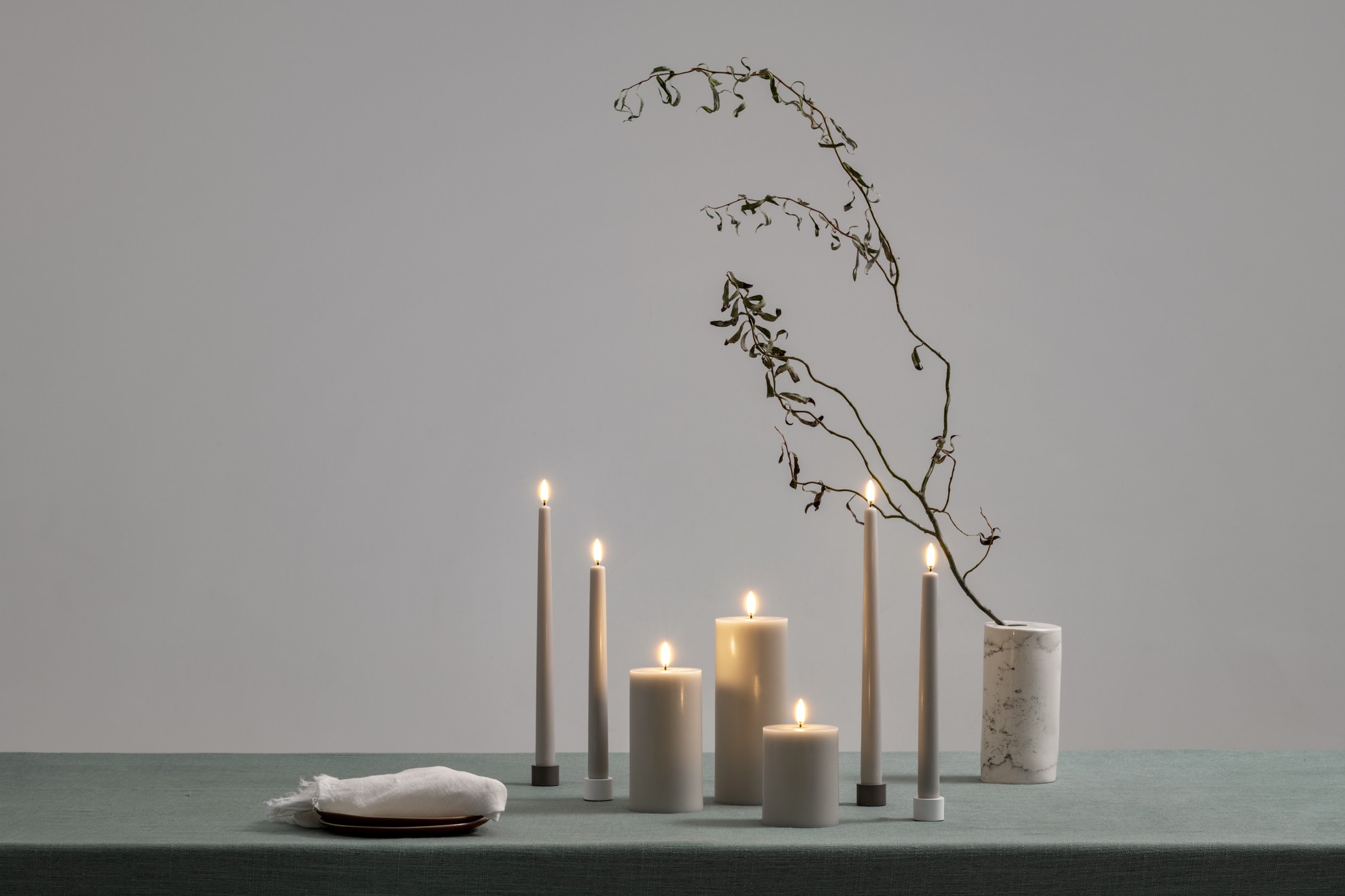 Uyuni LED Tafelkerze 25cm oyster grey 2 Stück