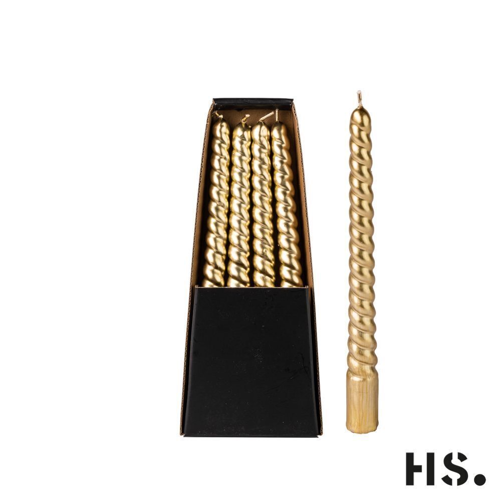 uQvR0o5A Dinner Candle Swirl gold 4 Stück