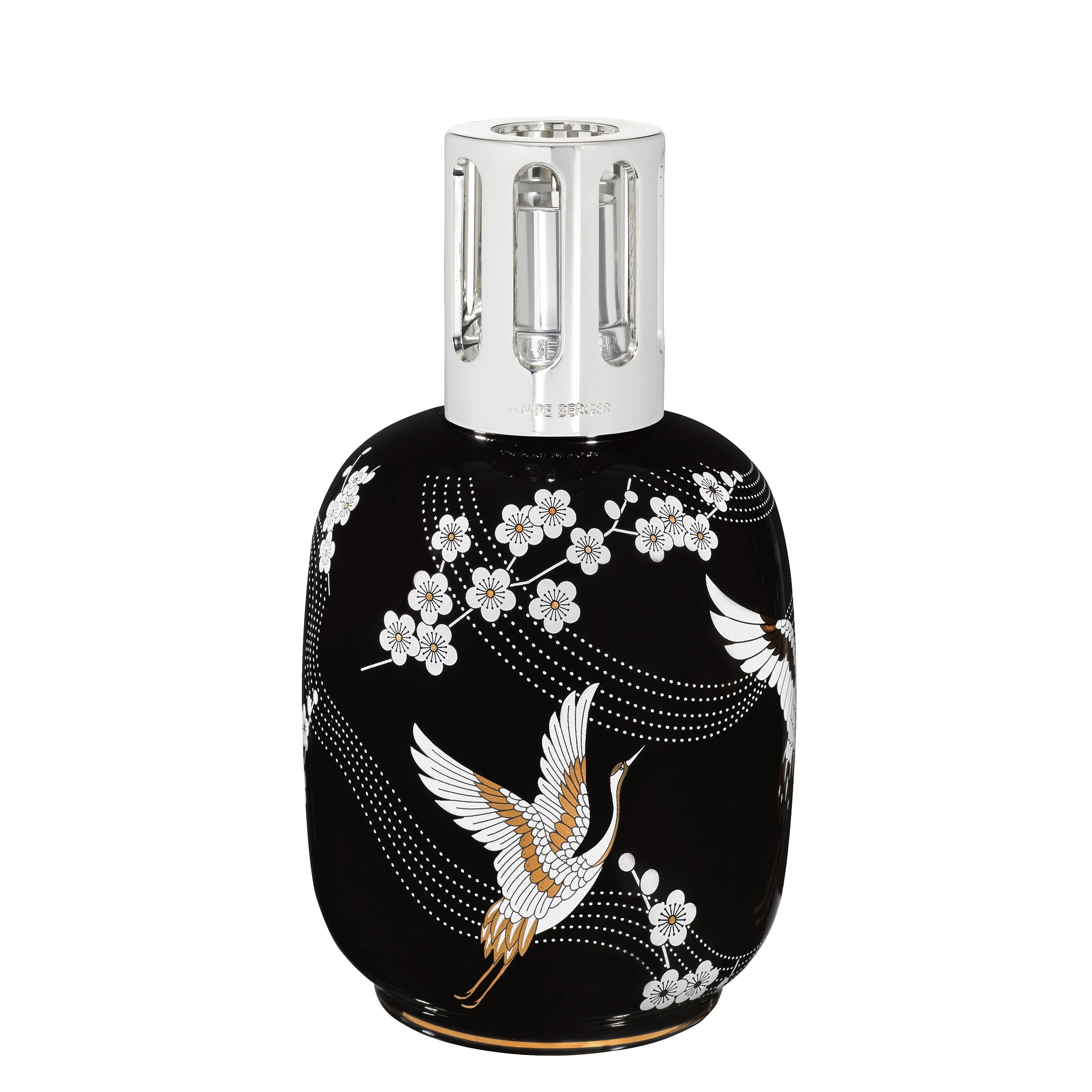 parfumflasche, flasche, schwarz, kranich, blumenmuster