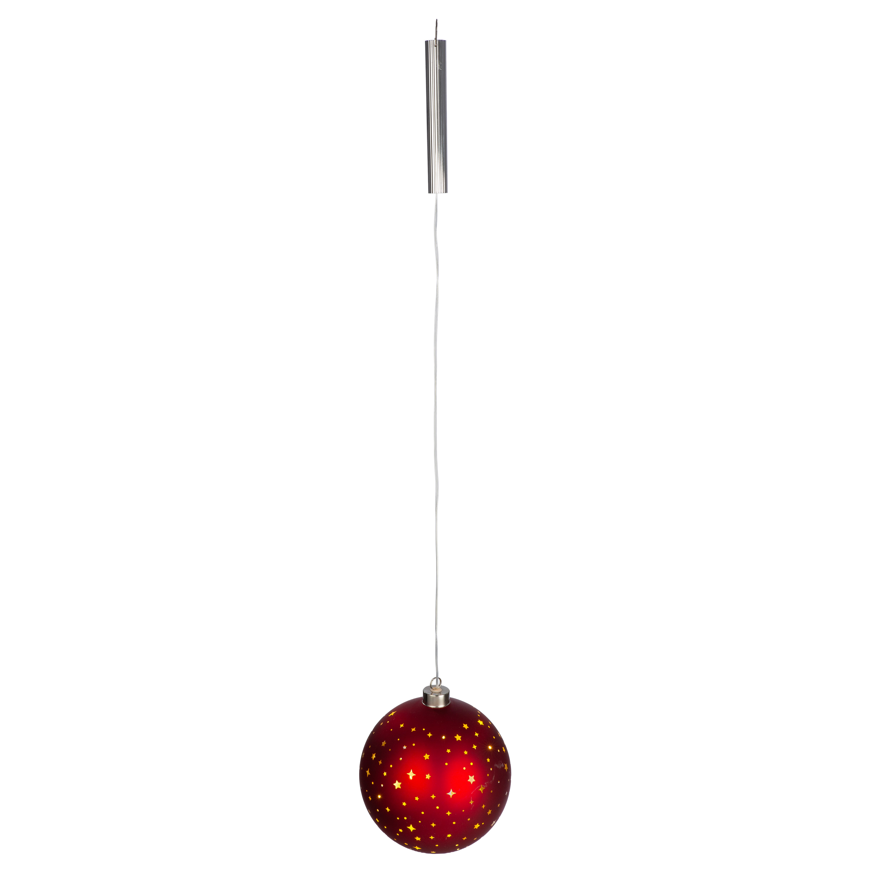 Weihnachtskugel, Lametta-Faden, Hänger, Rot, Sterne