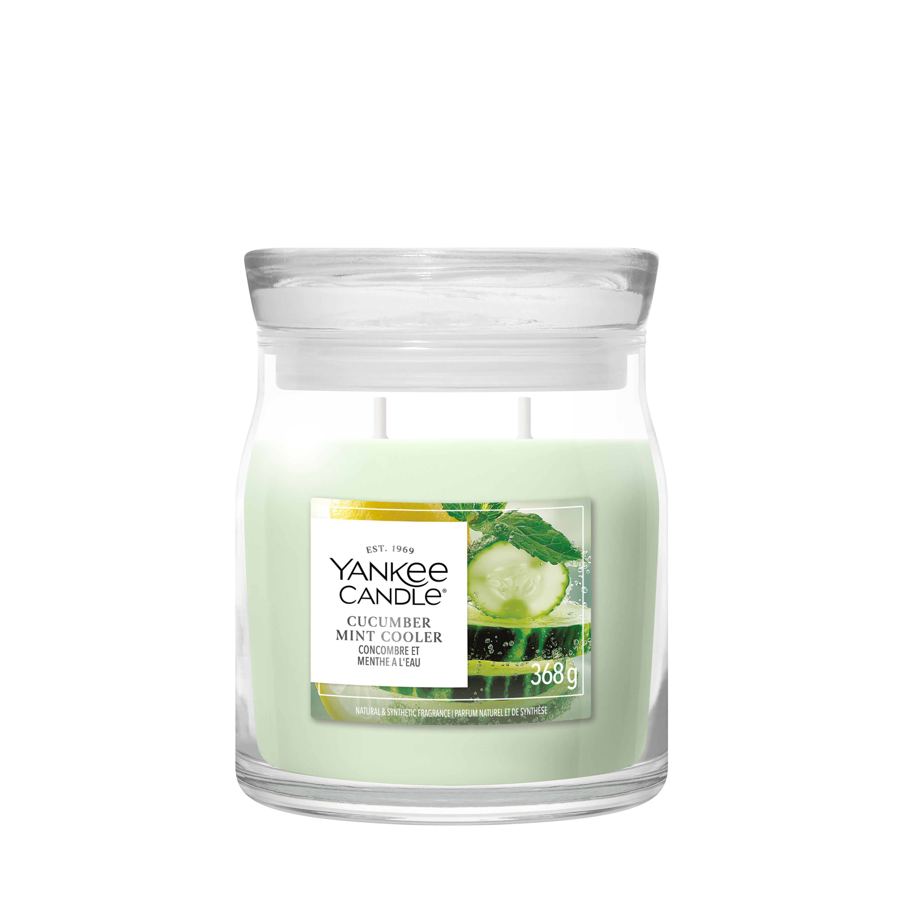 Duftkerze, Gurken-Minz Duft, Glasvase, Mint, 366 g