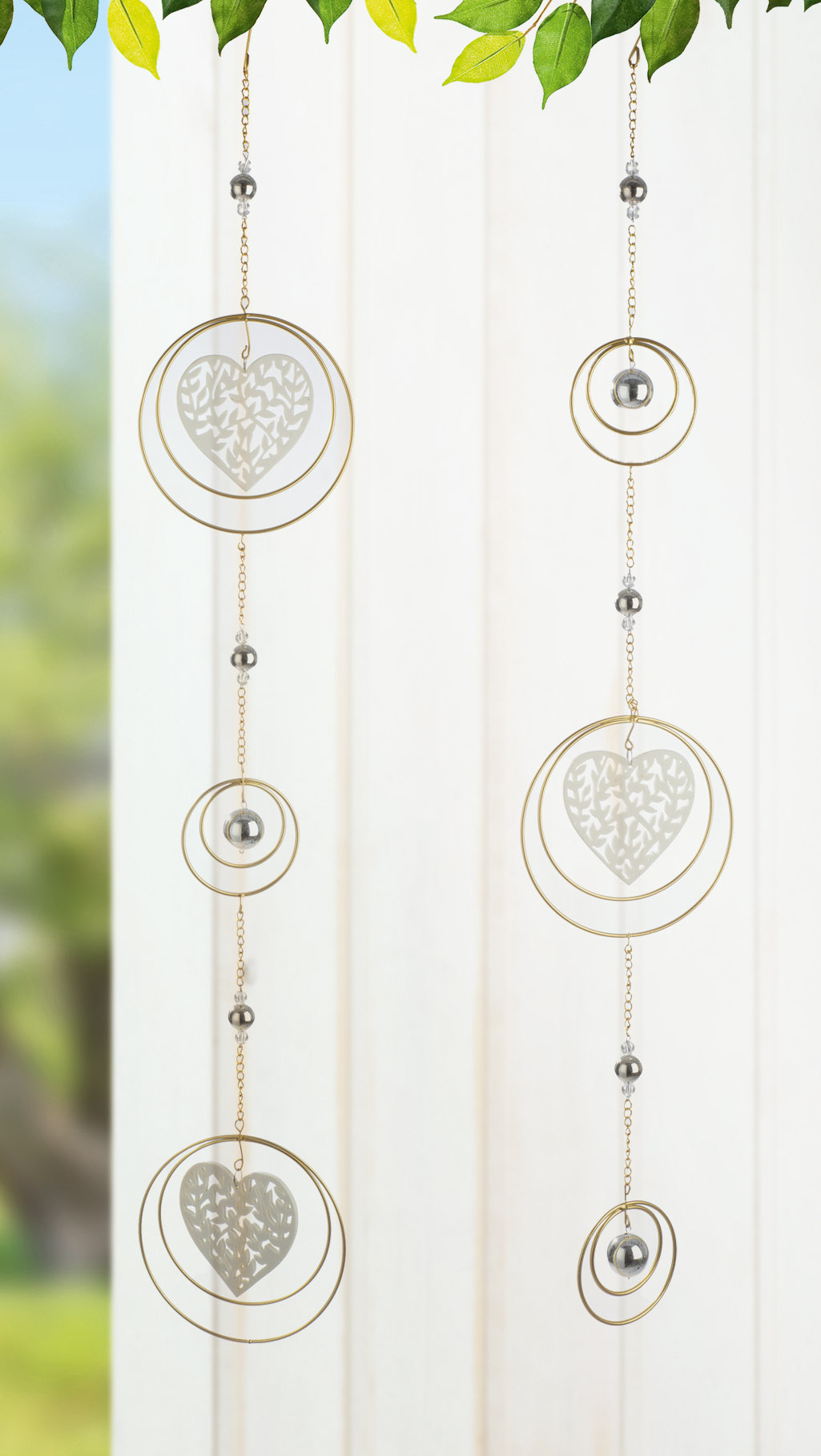 Deko Girlande Hearts 2 Stück Keramik/Metall