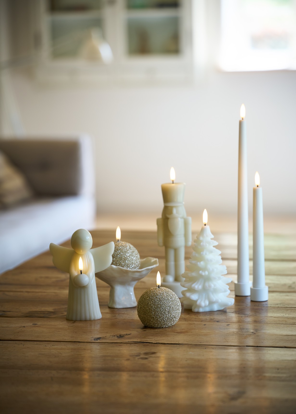 Uyuni LED Kerze Nutcracker oyster grey 6x16,5cm