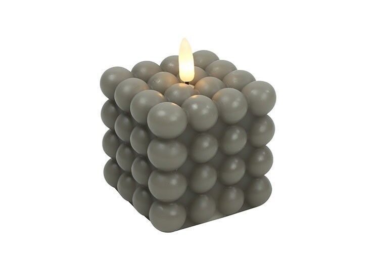 LED Bubble Kerze Lyon M grau 9cm Kerze, Medikamente, Pille