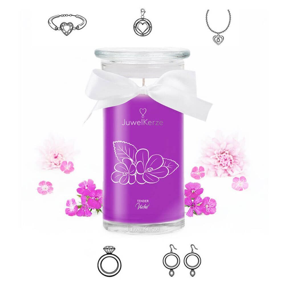 Juwelkerze-Tender-Violet-Classic-Edition-verschiedene-Schmuckstuecke-22378a Tender Violet (Ohrringe) Swarovski Edition 400g