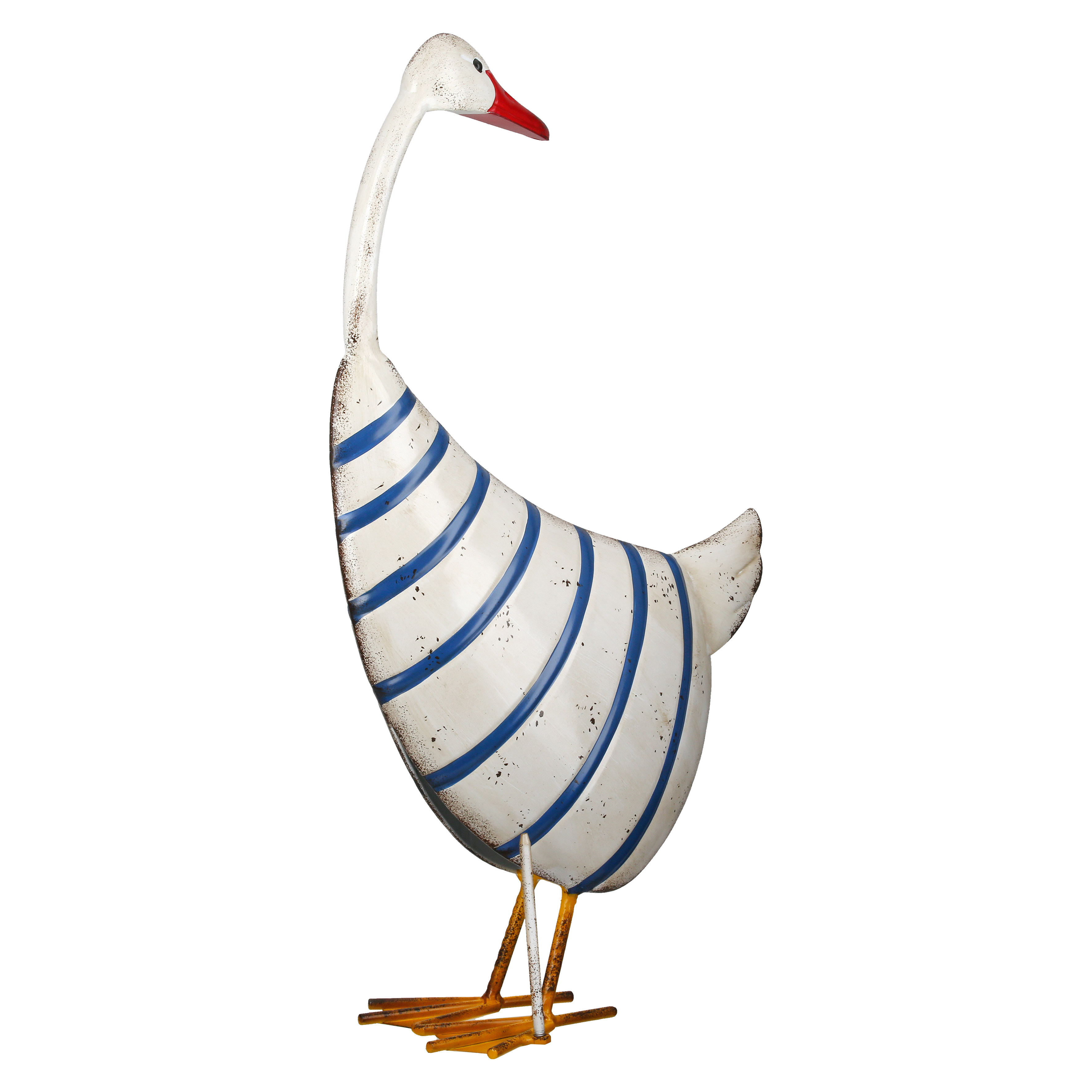 Dekofigur Gans Olav gestreift 51cm Metall