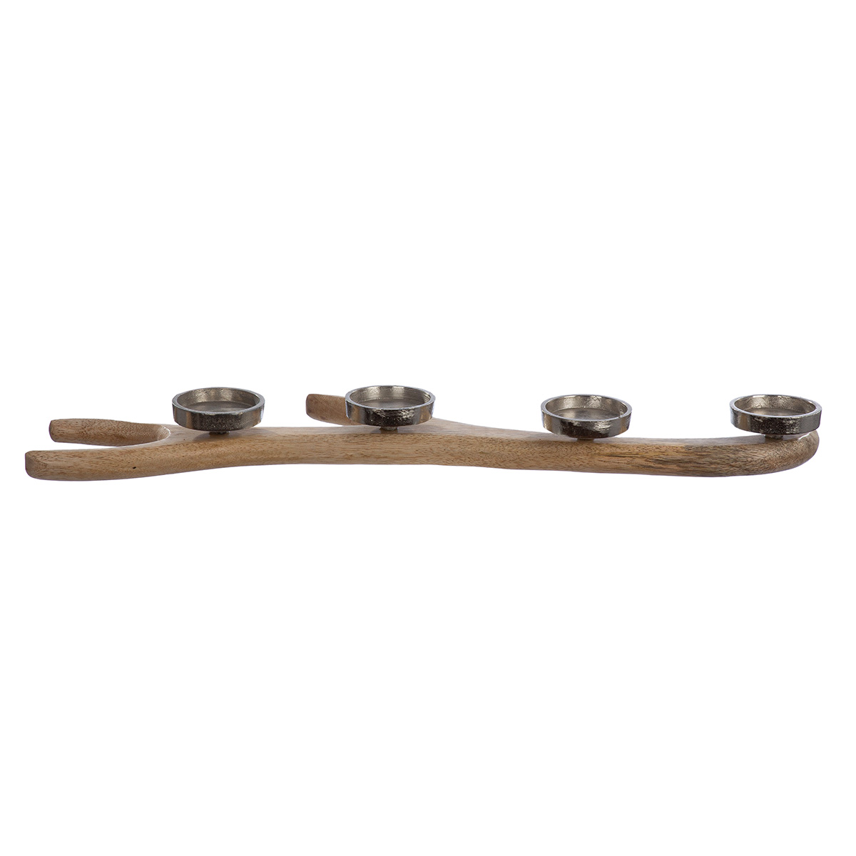 Adventsleuchter Geweih Mangoholz Holz, Kerzenhalter, Kerzenhalter aus Holz, vier Kerzenhalter, Teelichthalter