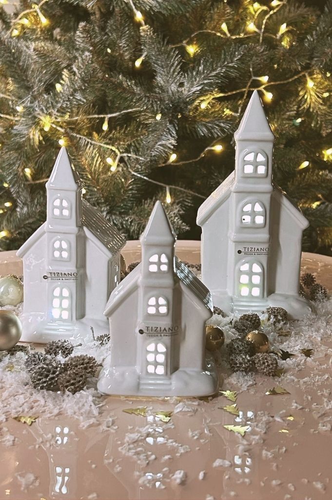 Kirche Novella 16cm LED cremeweiß Porzellan Weihnachten, Weihnachtsdekorationen, Festival, Weihnachtsbaum