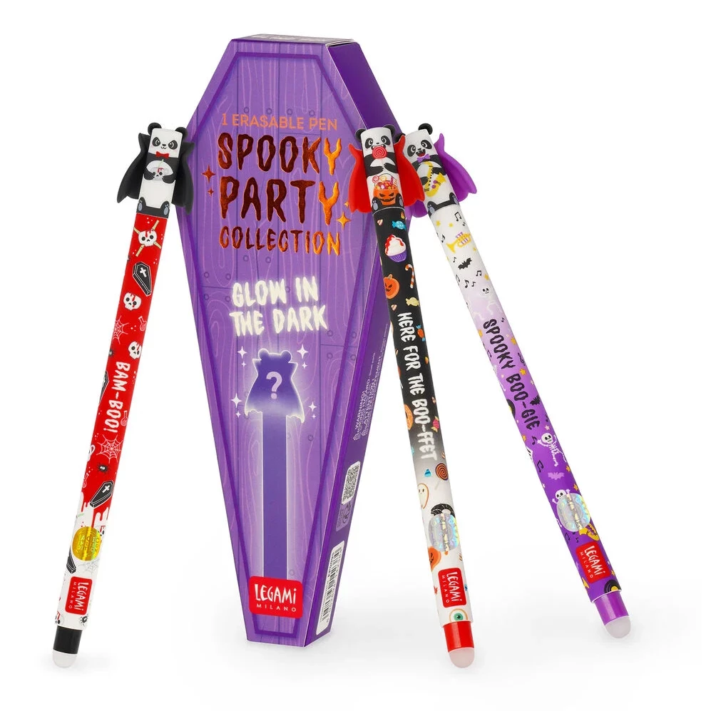 Halloween Radierbarer Gelstift Spooky Party - Erasable Pen Blind Box Schulstift, Spooky Party Collection, Leuchte im Dunkeln, Panda, Stiftzubehör