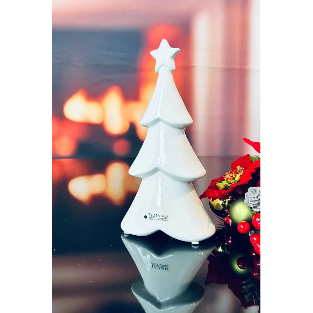 Dekobaum Cartore 28 creme-weiß von Tiziano Weihnachtsbaum, Keramik, Weihnachtsdeko, weiß, Tiziano