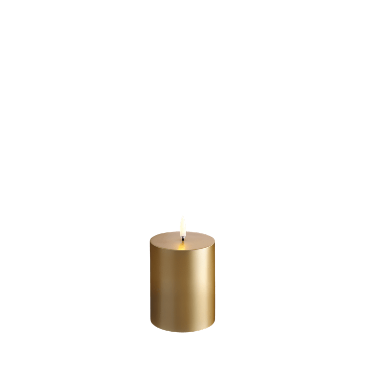 Piffany LED Stumpenkerze Gold Finish glatt 7,8x10cm Kandelle, Stumpenkerze, Gold, Kerze, Einwegkerze