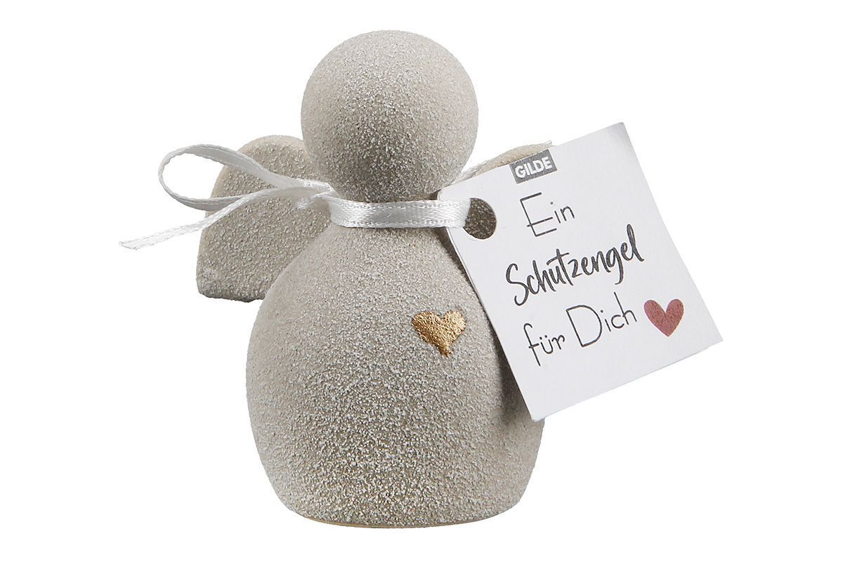 Figur Engel Heart 6cm Botschaft Schutzengel grau