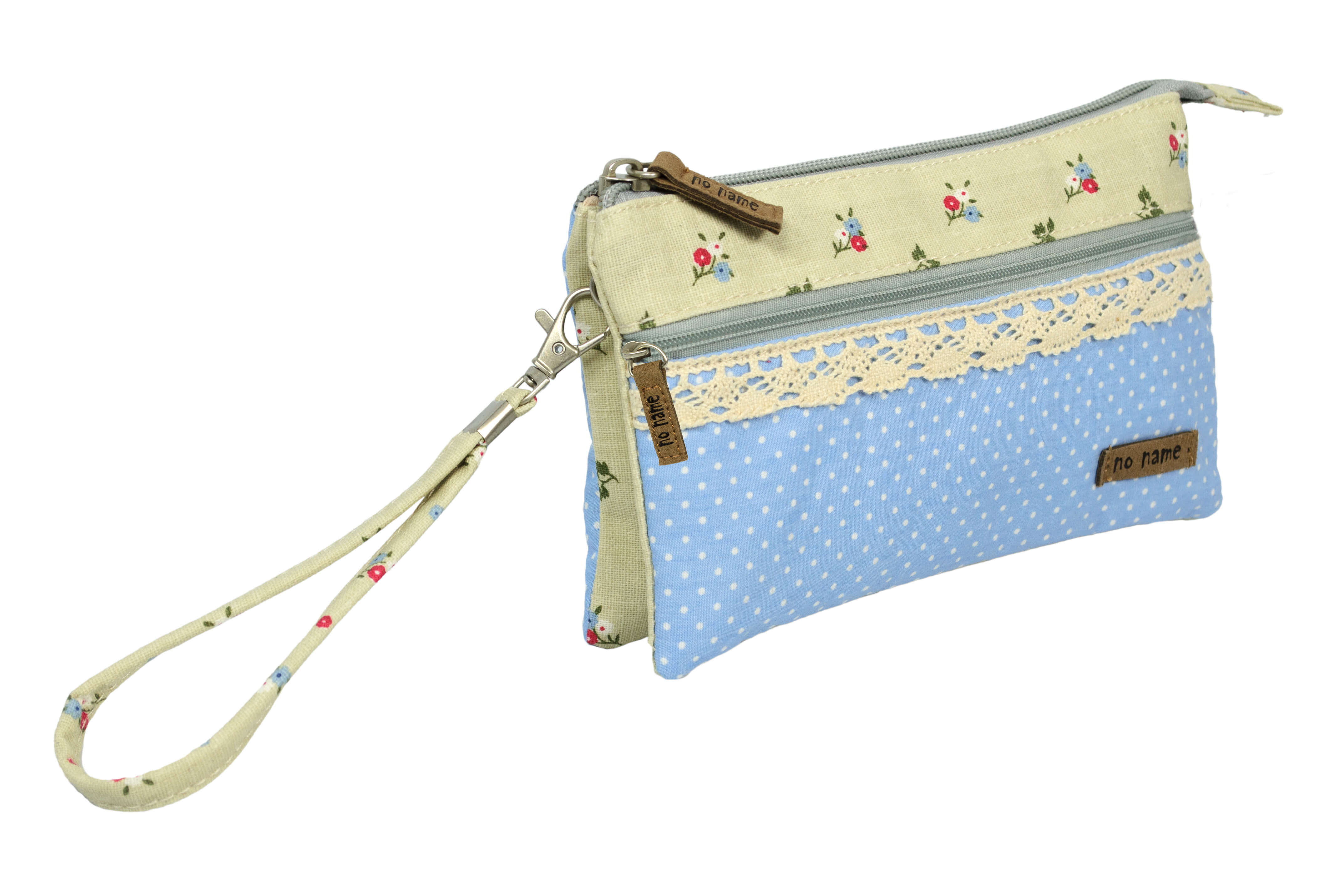 Patchwork Täschchen Blümchen hellblau 213