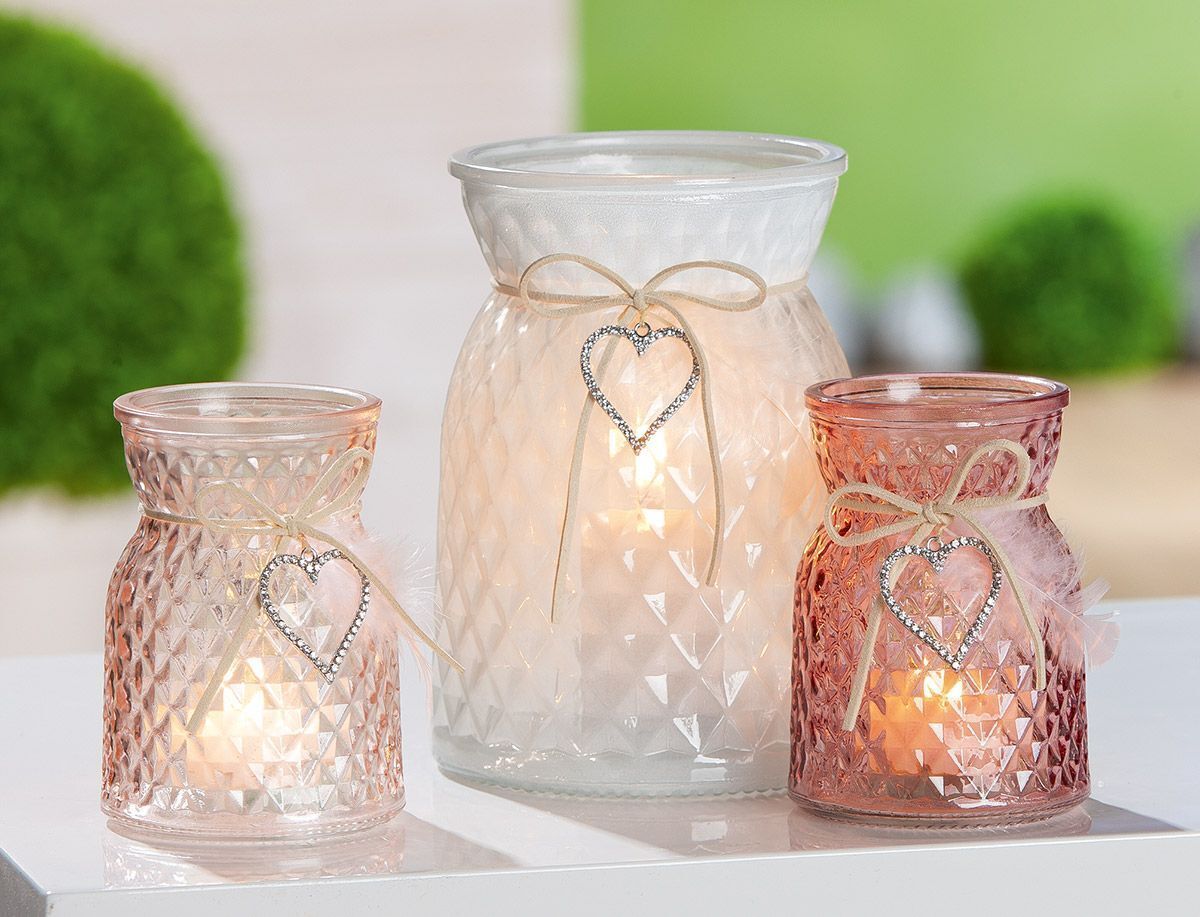 Windlicht Canel 11cm rot Krug, Einmachglas