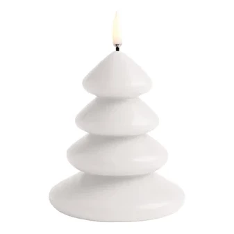 LED Kerze Christmas Tree Nordic White glatt 11x13cm Kaminkerze, Spitzen-ähnliche Kerze, Stumpenkerze, weiße Kerze, Schichtkerze