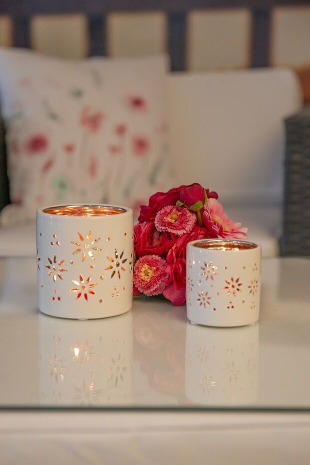 Florana-rosa Tischlicht Florana 7cm creme/rosa