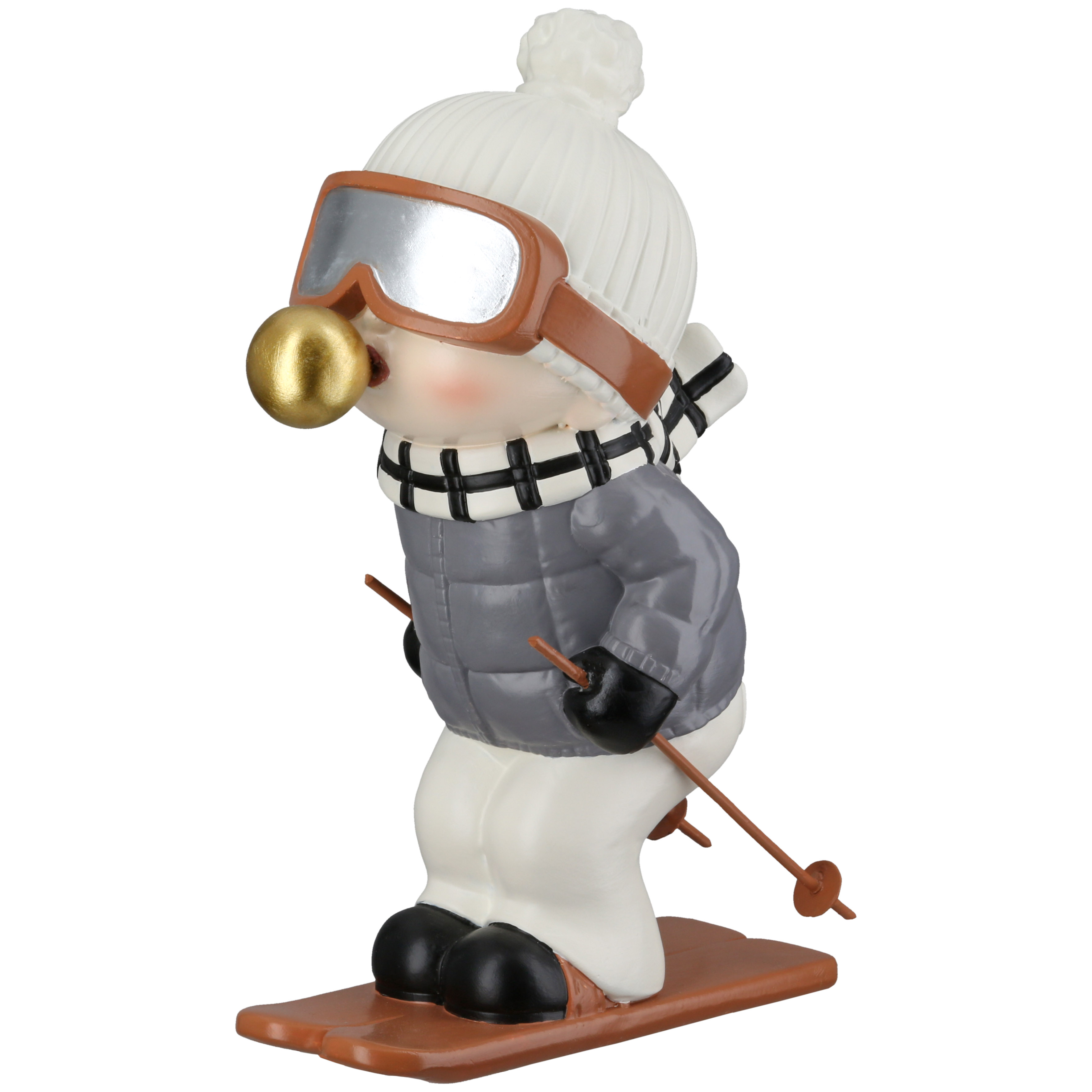Schneemann, Skifahrer, Schutzbrille, Schal, Skistöcke