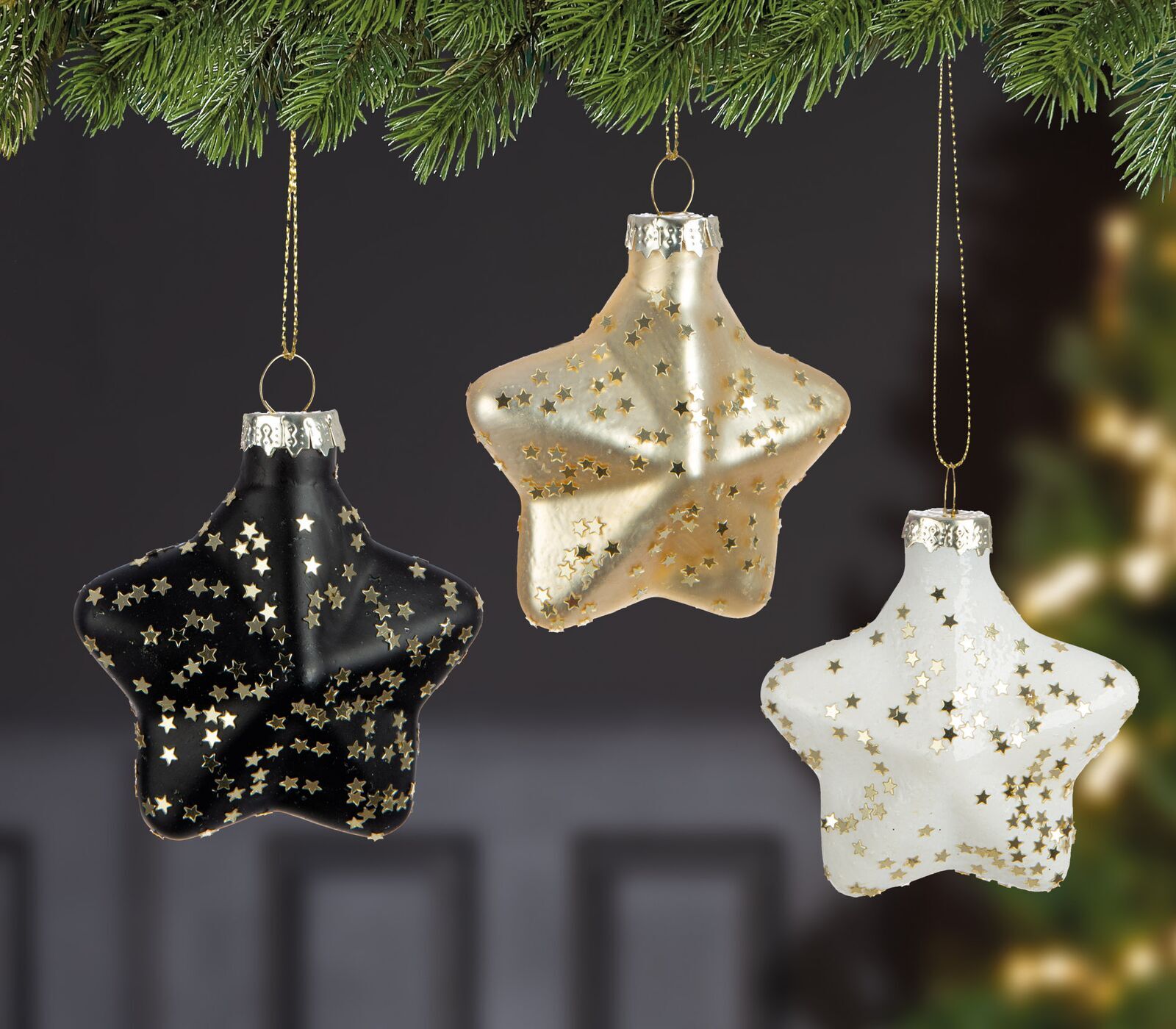 Baumschmuck Stern 3tlg. Zubehor, Ohrring, Schmuck, Weihnachtsdekorationen, Festival