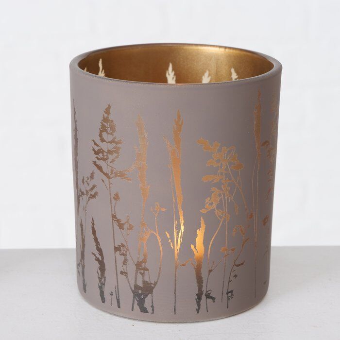 Windlicht Gräser 10cm grau