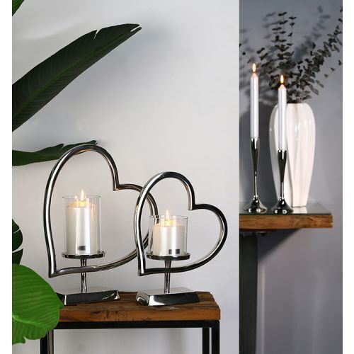 Stumpenkerze Metallic weiß 10cm Kerze, Glas