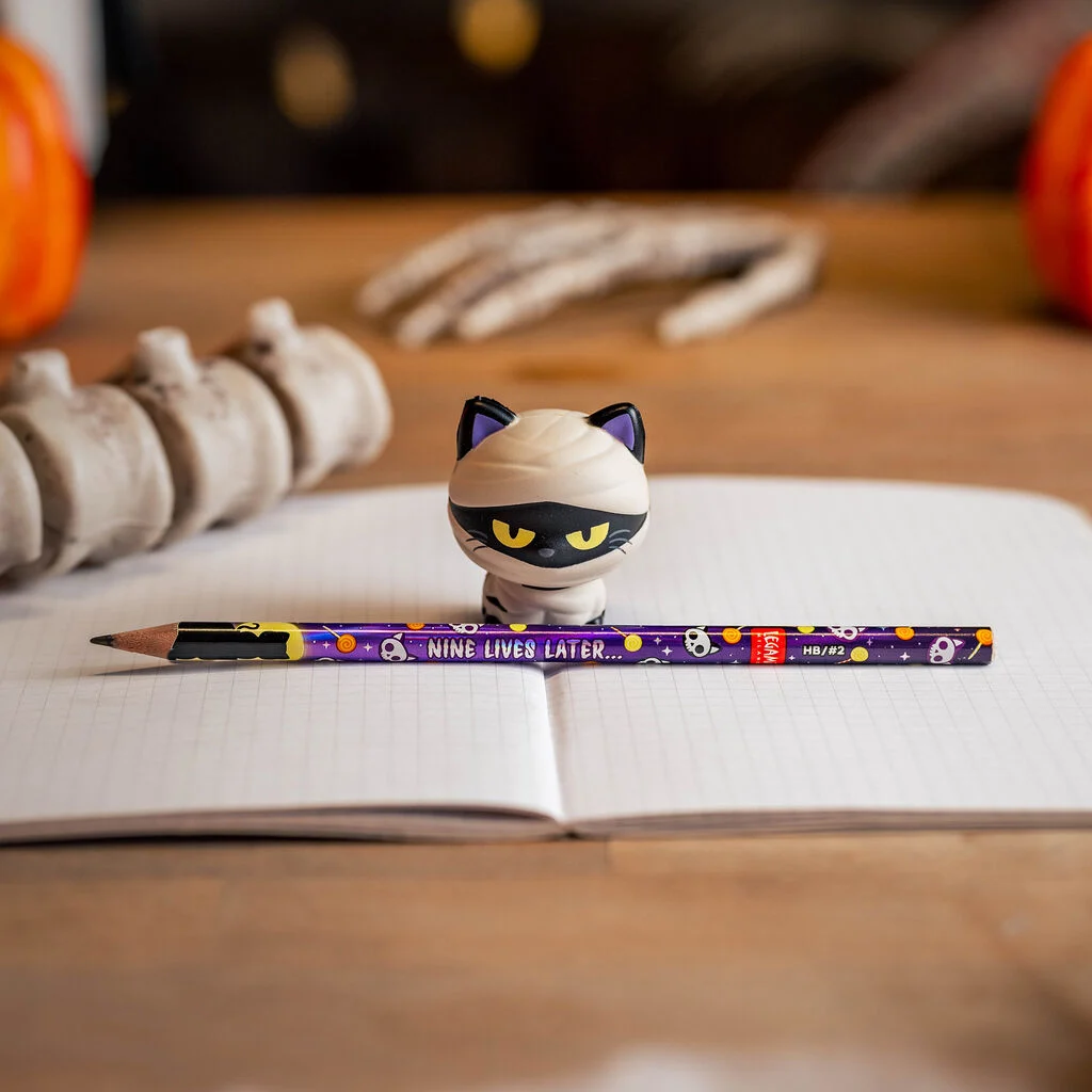 Schwarz-weißer Katzen-Clip, Bleistift, Bleistift mit Katzenmotiv, Notizbuch-Unterlage, Pencil, Kuschelschattierung