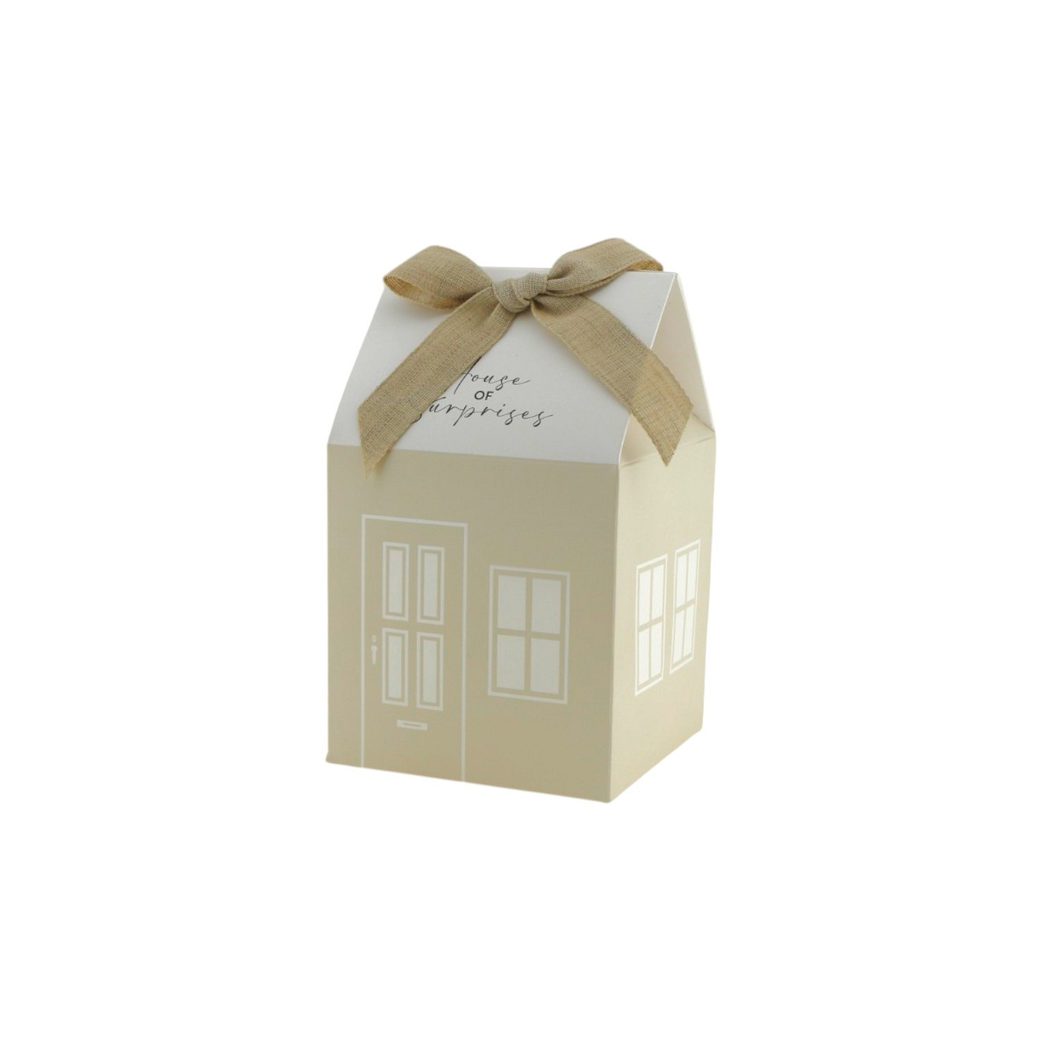 House Nordic S Geschenkverpackung Geschenkbox, Haus-Form, Kreative Verpackung, Bändchen, Beige/Creme