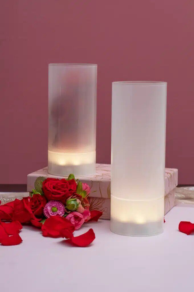 Glasvase Tanalo LED satiniert 20cm