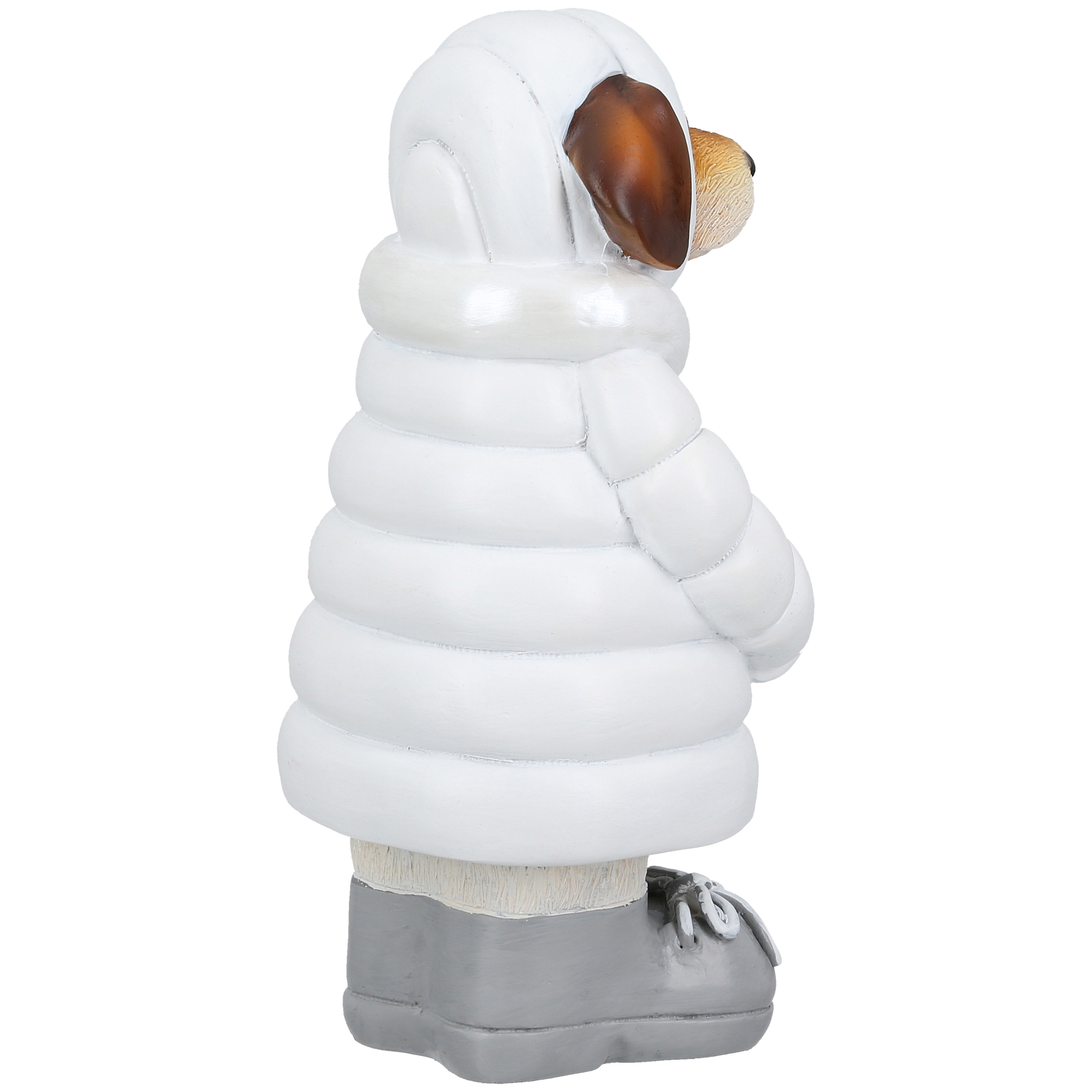 Winterjacke, Puffermantel, Weiß, Kapuze, Stiefel