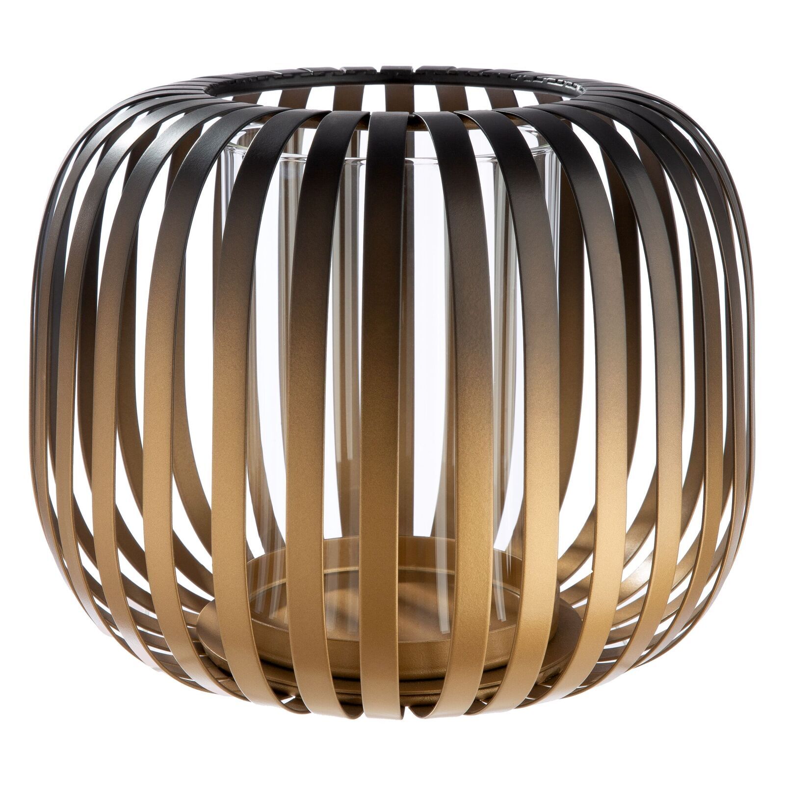 Windlicht Rainbow 19cm laterne, geflecht, metall, gold, glas