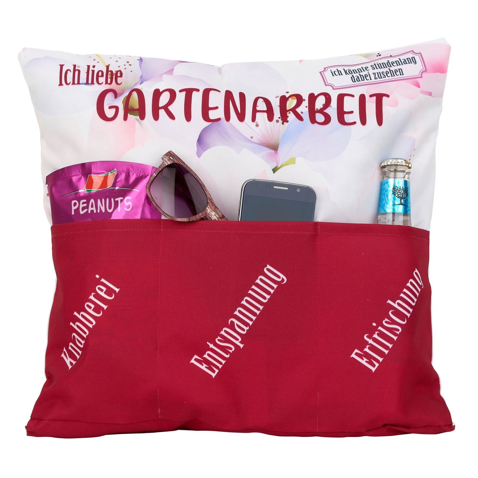 8758_1 Outdoor Kissen mit Taschen - Ich liebe Gartenarbeit