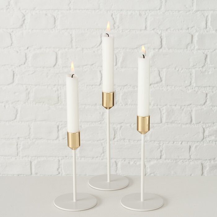 Kerzenleuchter-Set Marko weiß/gold