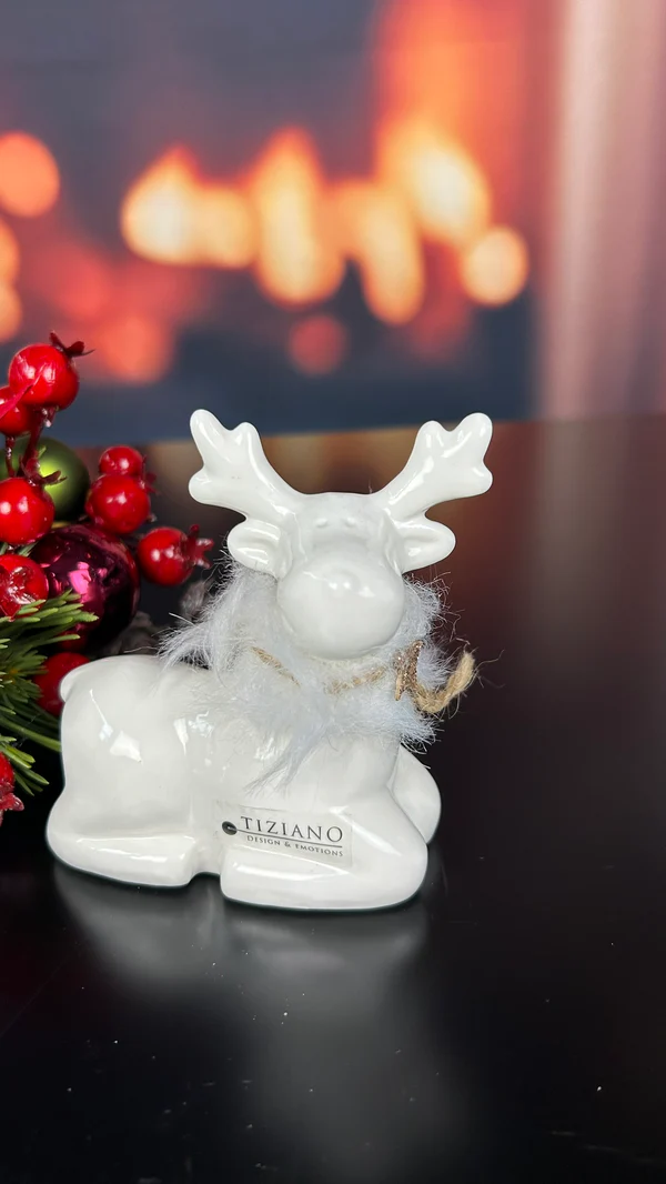 Deko Rentier Lars sitzend 8,5cm cremeweiß