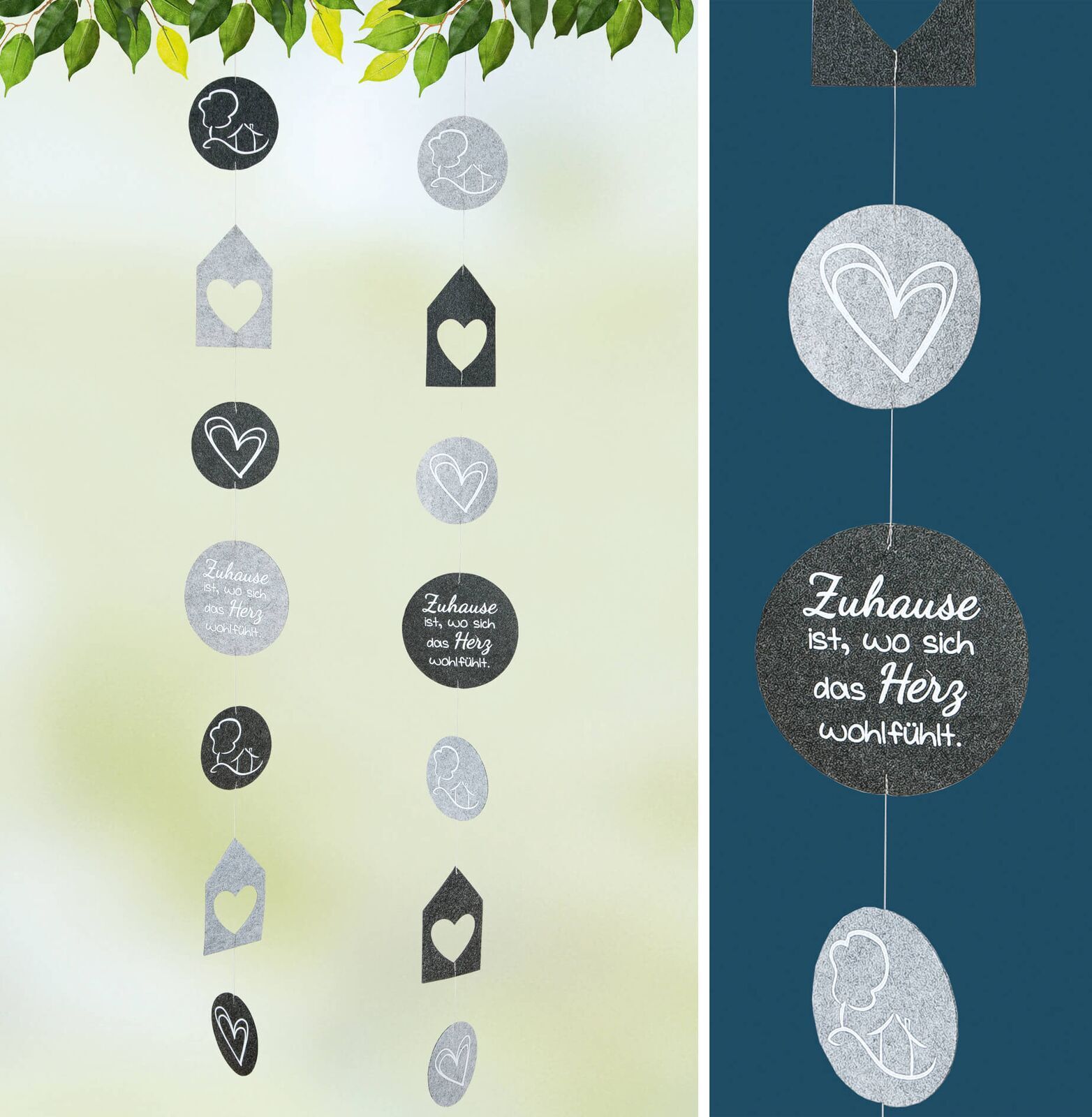 Girlande Herzmotiv Filz 2 Stück Girlande Herzmotiv Filz 2 Stück