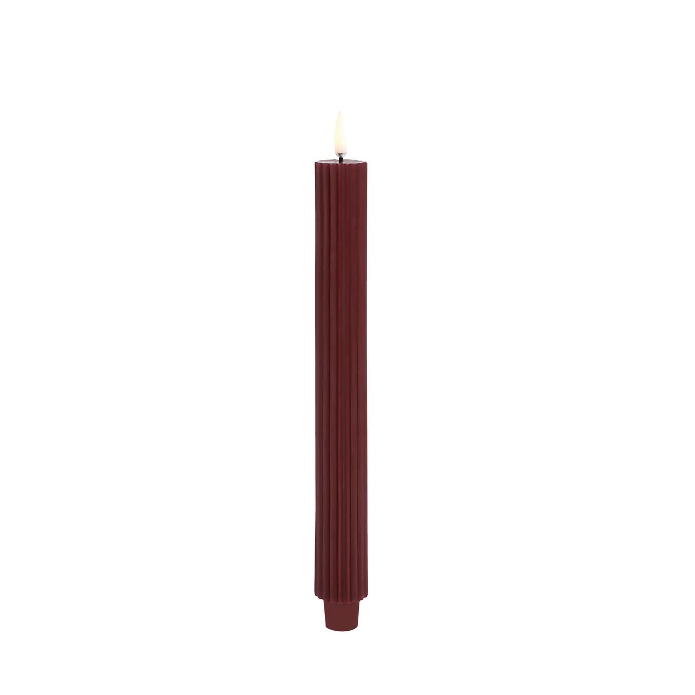 Uyuni LED Tafelkerze grooved 25cm wine red 2 Stück Kerze