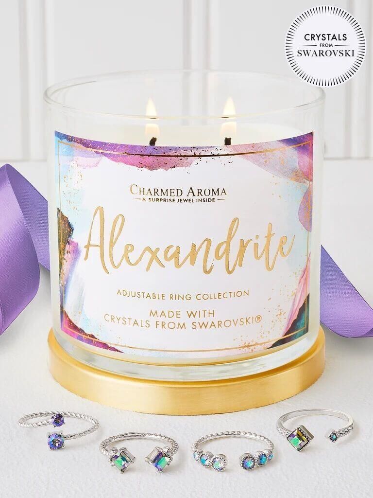 Charmed-Aroma-Alexandrite Alexandrit Geburtsstein Kerze mit Swarovski ® Kristallen (Ring)